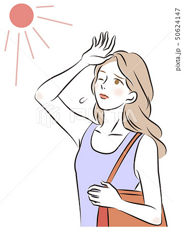 日差しを気にする女性 イラストのイラスト素材 50624147 Pixta