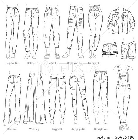 Sketch  denim jeans pants back view Royalty Free Vector