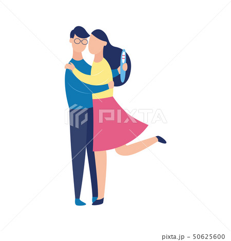 Cartoon couple with positive pregnancy test,... - Stock Illustration  [50625600] - PIXTA
