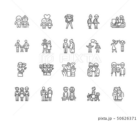 Family line icons, signs, vector set, outline illustration concept  50626371