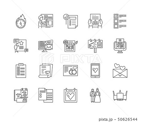 Event Wedding Planner Line Icons Signs のイラスト素材