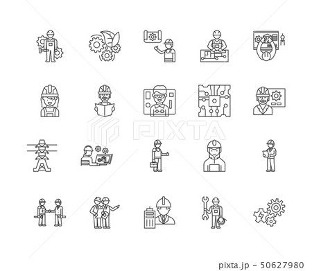 Electrical work line icons, signs, vector set, outline illustration concept Electrical work line icons, signs, vector set, outline illustration concept 50627980
