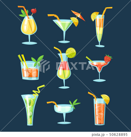 Vector set of drinks and cocktails icons.  50628895