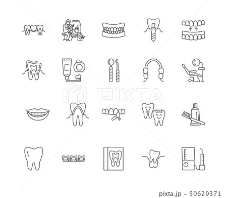 Dentistry line icons, signs, vector set, outline illustration concept Dentistry line icons, signs, vector set, outline illustration concept 50629371
