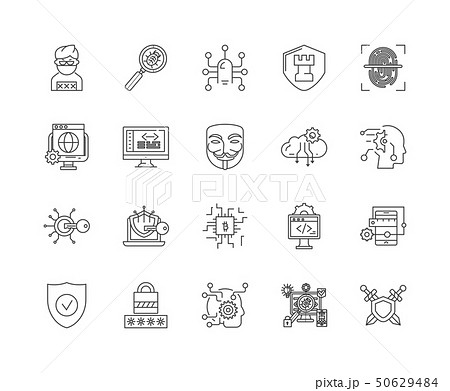 Data protection line icons, signs, vector set, outline illustration concept  50629484