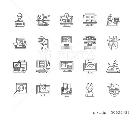 Data management line icons, signs, vector set, outline illustration concept  50629485