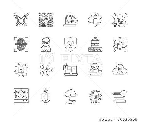 Cyber security line icons, signs, vector set, outline illustration concept Cyber security line icons, signs, vector set, outline illustration concept 50629509