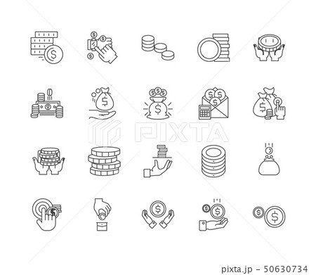 Coins line icons, signs, vector set, outline illustration concept Coins line icons, signs, vector set, outline illustration concept 50630734