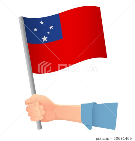 Samoa flag in hand 50631469