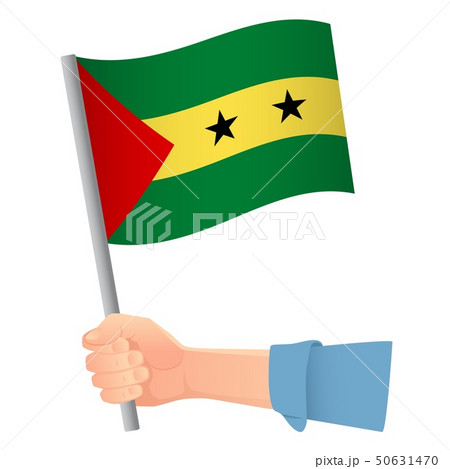 Sao Tome and Principe flag in hand 50631470
