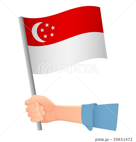 Singapore flag in hand 50631472