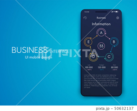 Mobile phone application for analytics. stock vector 50632137