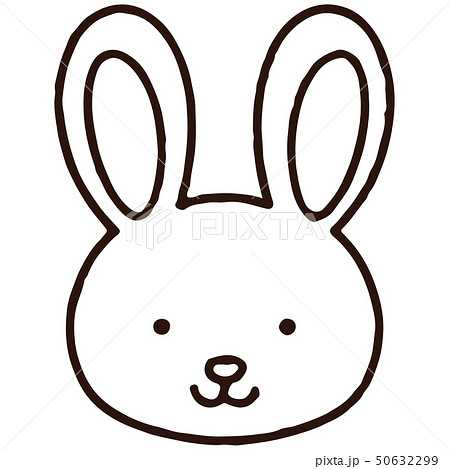 シンプルで可愛いウサギのイラスト 線画のみのイラスト素材