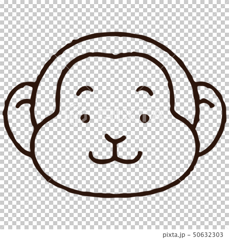 簡單可愛的猴臉插圖僅輪廓 50632303