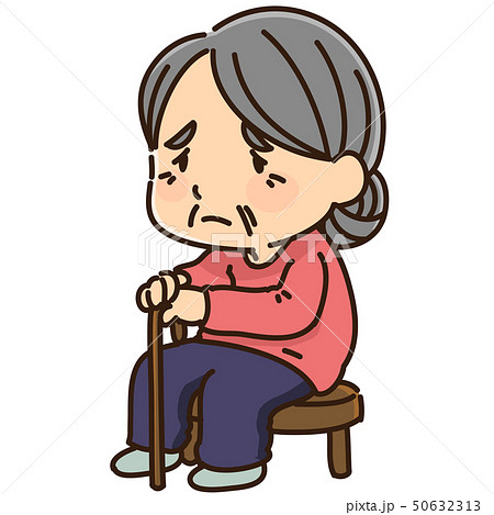 椅子に座る高齢女性のイラスト素材