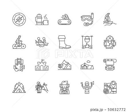 Camps line icons, signs, vector set, outline illustration concept  50632772