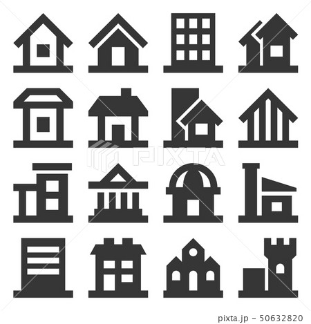 Building Icons Set on White Background. Vector 50632820