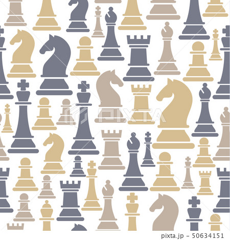 Seamless Pattern With Chess Pieces Vector のイラスト素材