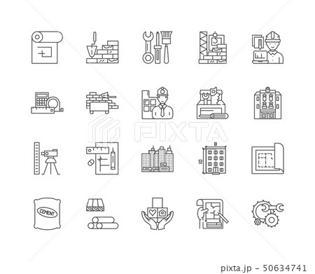 Building projects line icons, linear signs, vector set, outline concept illustration 50634741