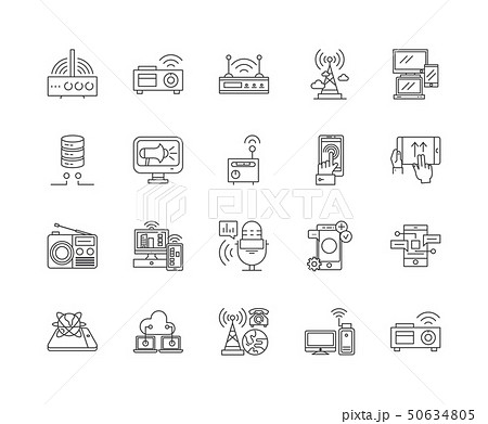 Broadcast line icons, signs, vector set, outline illustration concept  50634805