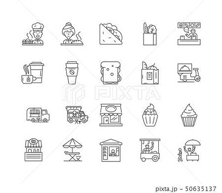 Bistro line icons, signs, vector set, outline illustration concept Bistro line icons, signs, vector set, outline illustration concept 50635137