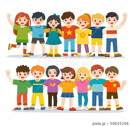 Happy boys and girls standing together. 50635206