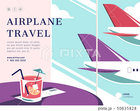 Airplane travel social media post layout 50635828