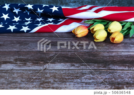Memorial Day with American flag and flower Memorial Day with American flag and flower 50636548