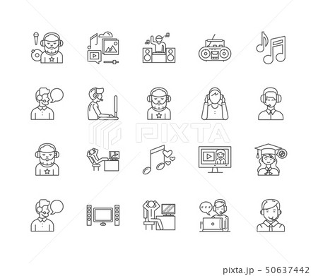 Audio line icons, signs, vector set, outline illustration concept Audio line icons, signs, vector set, outline illustration concept 50637442