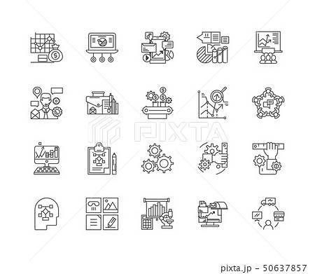 Algorithm Line Icons Signs Vector Set のイラスト素材