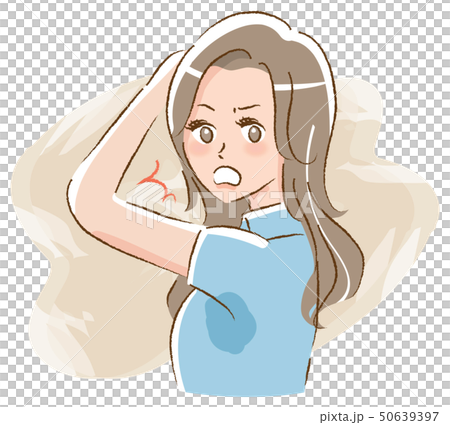 Woman surprised at side sweat 50639397