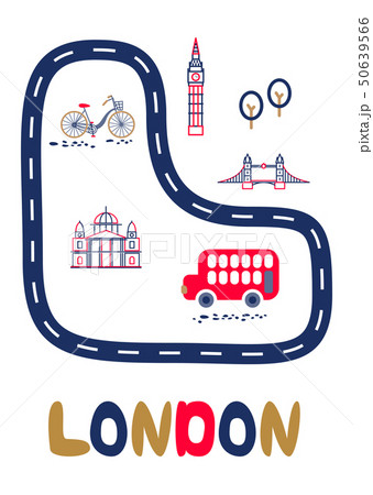 London poster with text and landmarks vector illustration. London poster with text and landmarks vector illustration. 50639566