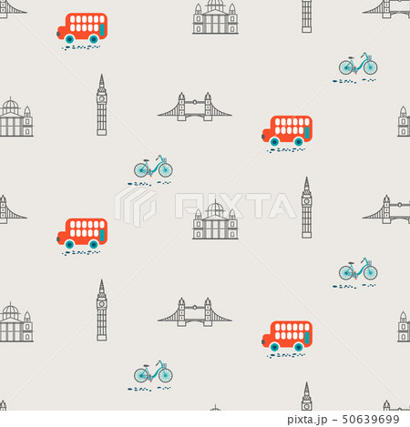 London city theme kid seamless vector pattern. 50639699