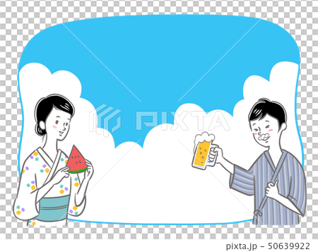 浴衣を着た人　入道雲　人物　イラスト 50639922