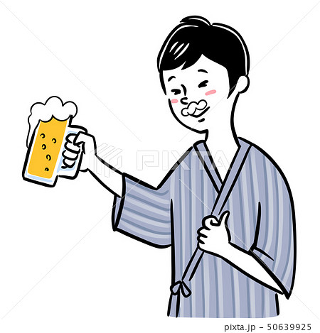 ビールを飲む男性 人物 イラストのイラスト素材
