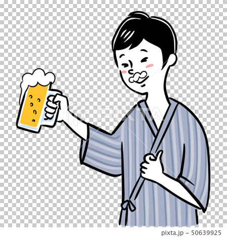 ビールを飲む男性 人物 イラストのイラスト素材