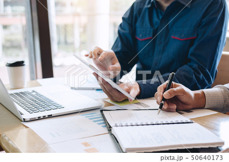 Team of coworkers work together, business making 50640173