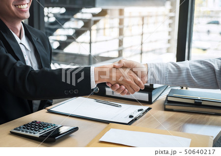 Handshake after finishing conversation Businessman Handshake after finishing conversation Businessman 50640217