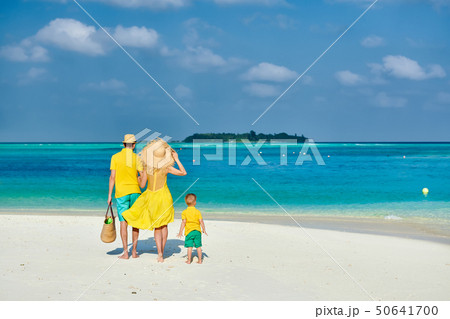 Family with three year old boy on beach 50641700