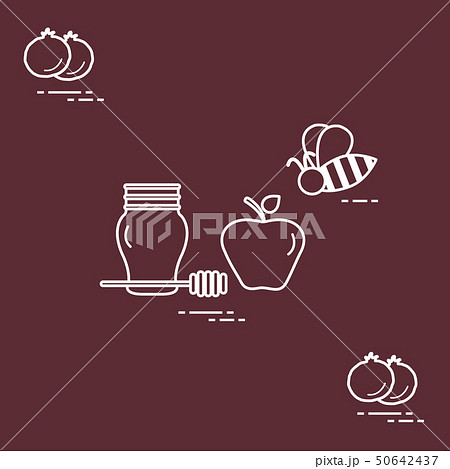 Apple in honey in Rosh Hashanah, pomegranate, bee Apple in honey in Rosh Hashanah, pomegranate, bee 50642437