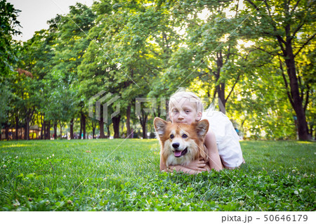 girl and dog 50646179