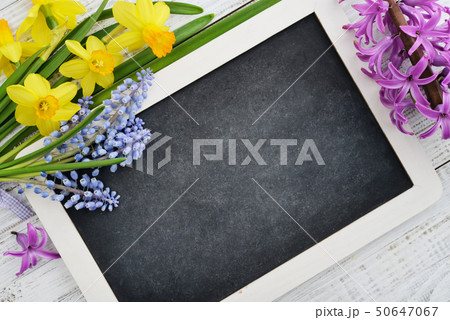 Beautiful muscari bouquet, daffodils and hyacinth Beautiful muscari bouquet, daffodils and hyacinth 50647067