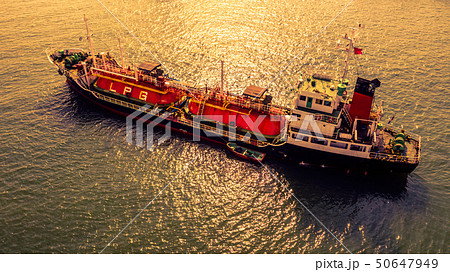 Aerial view oil and gas chemical tanker. Aerial view oil and gas chemical tanker. 50647949
