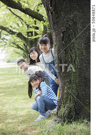 木の陰から顔を出す子供達 木の陰から顔を出す子供達 50648871