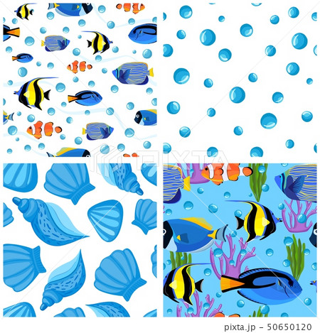 Set of Fish underwater with bubbles. Undersea seamless pattern. Set of Fish underwater with bubbles. Undersea seamless pattern. 50650120
