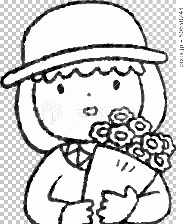 花束 女の子 手描き 色鉛筆風 イラスト 花束 女の子 手描き 色鉛筆風 イラスト 50650243