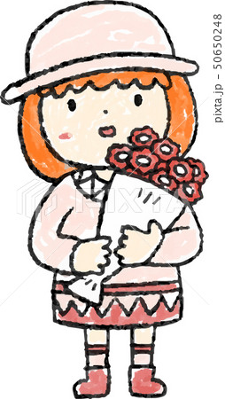 花束 女の子 手描き 色鉛筆風 イラスト 花束 女の子 手描き 色鉛筆風 イラスト 50650248