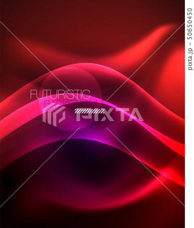 Glossy glowing neon light wave background 50650450