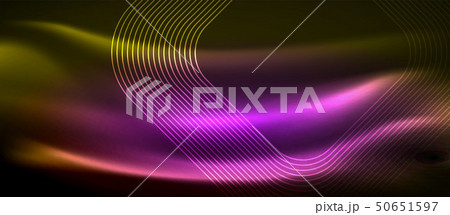 Neon square shapes lines on glowing light background 50651597