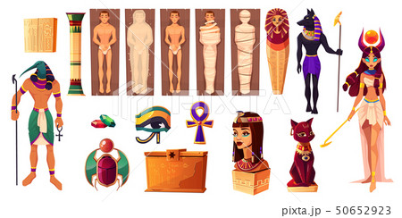 Egyptian gods Thoth and Hathor. Ancient attributes 50652923